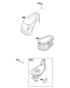 Air Cleaner Group Diagram and Parts List for 10060B-0195-H5  Briggs and Stratton Engine